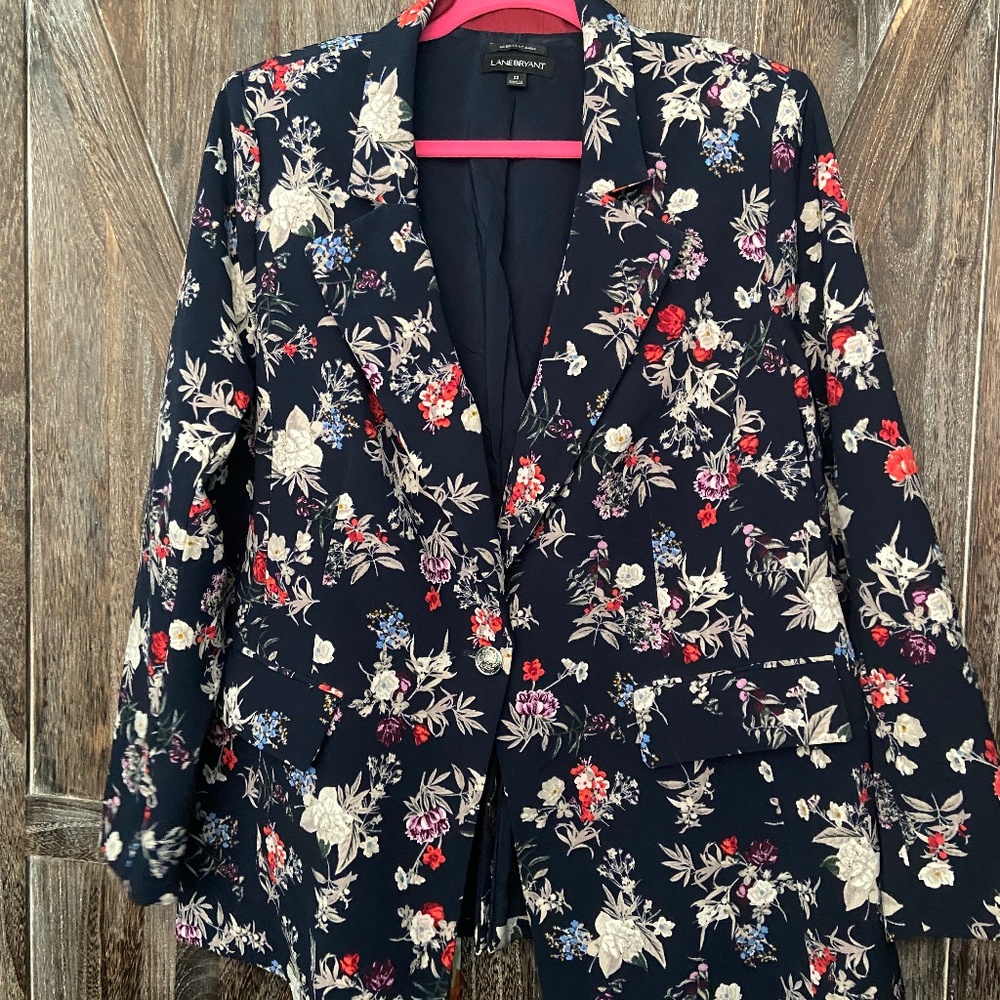 Lane Bryant Blazer, Sz 22, blue floral